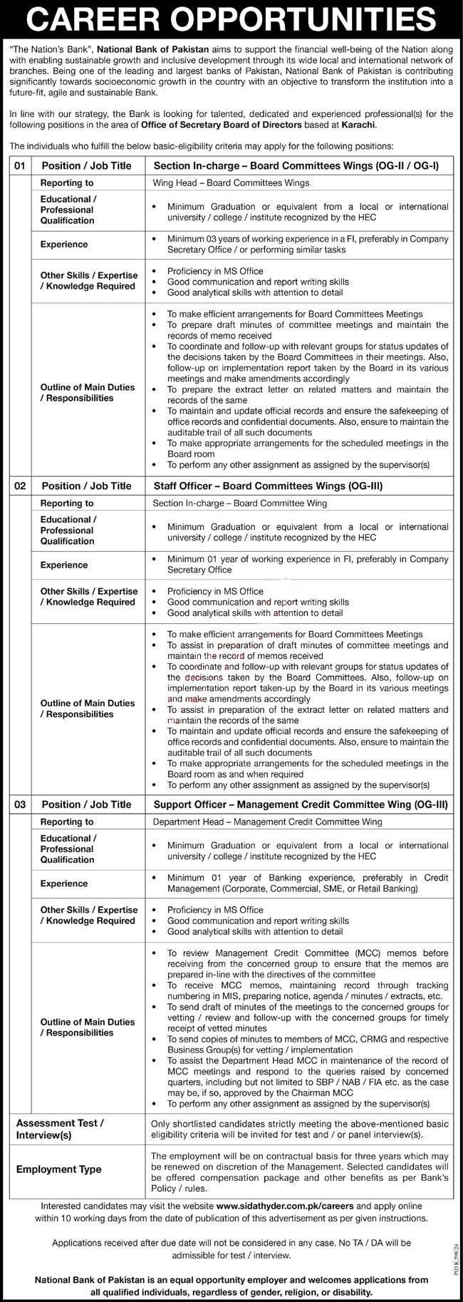 National Bank of Pakistan (NBP) Jobs 2024 Apply Online nbp.com.pk