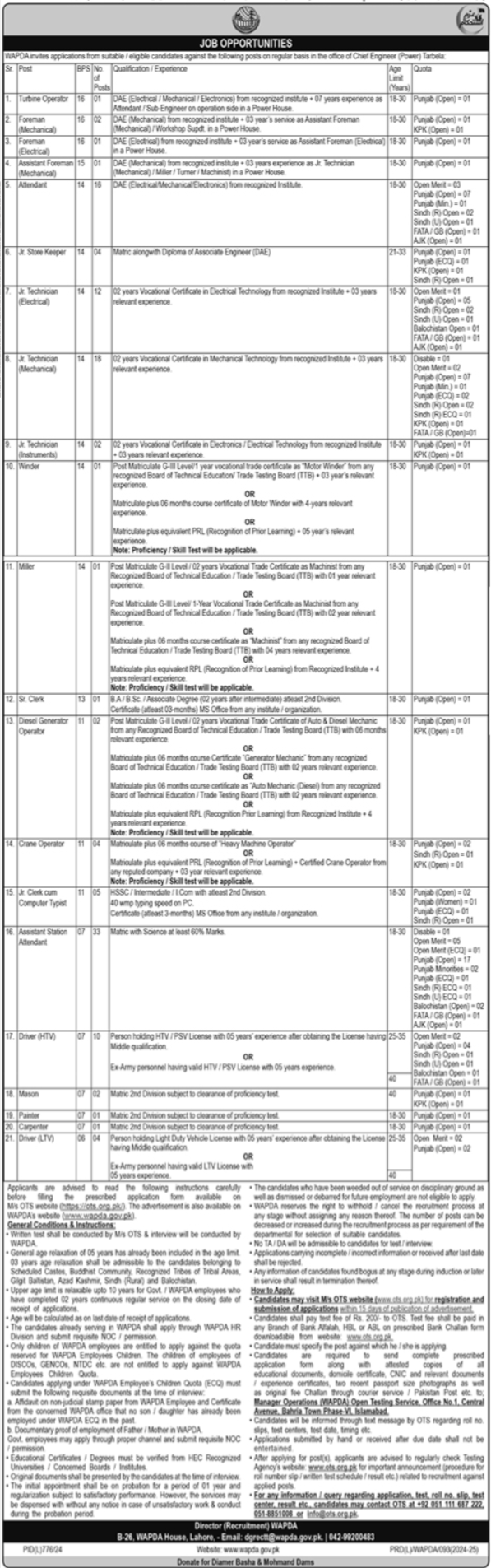 WAPDA Water & Power Development Authority Jobs 2024 – Apply Now!