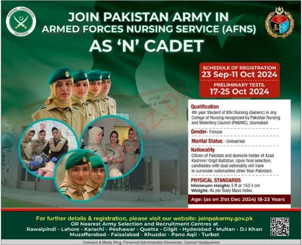 Pakistan Army Nursing Cadet Jobs 2024 – Apply Now