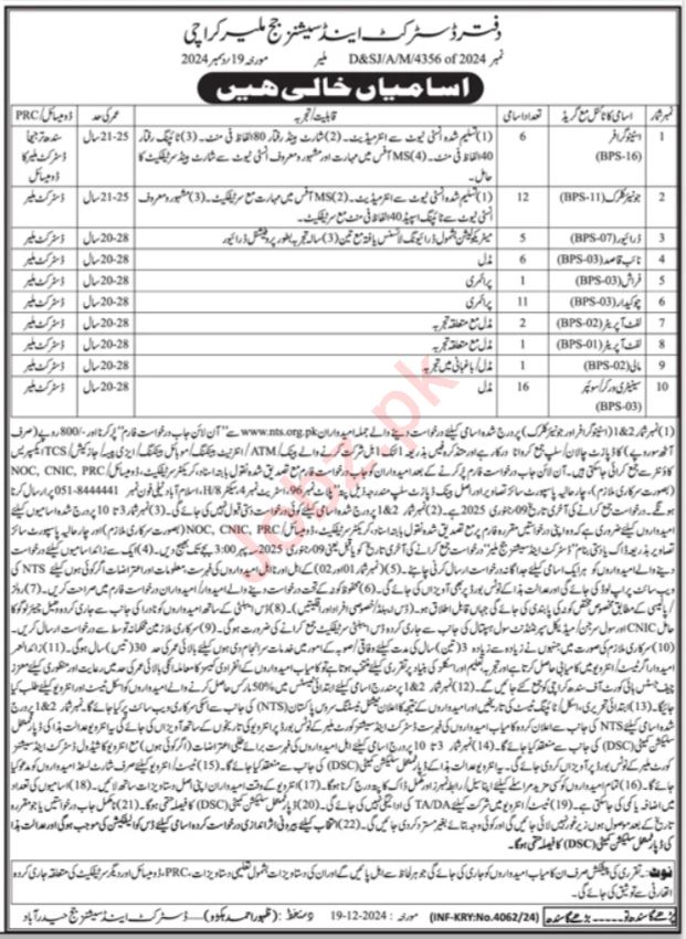 Exciting Career Opportunities with District & Session Judge Malir Jobs 2025